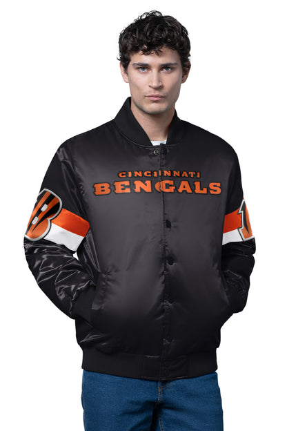 Starter New | MENS CINCINNATI BENGALS TRIPLE OPTION SATIN VARSITY JACKET