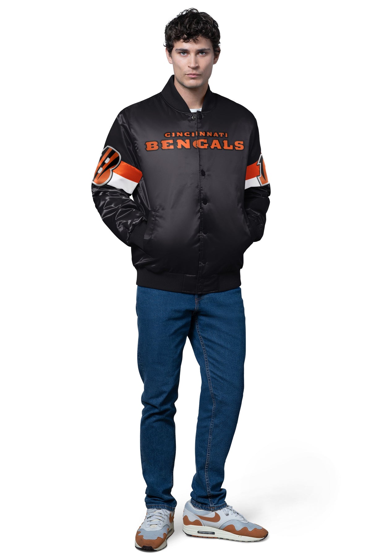 Starter New | MENS CINCINNATI BENGALS TRIPLE OPTION SATIN VARSITY JACKET