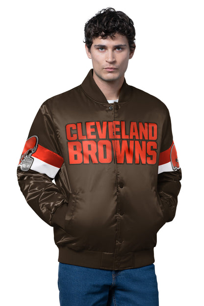 Starter Best Price | MENS CLEVELAND BROWNS TRIPLE OPTION SATIN VARSITY JACKET