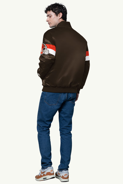 Starter Best Price | MENS CLEVELAND BROWNS TRIPLE OPTION SATIN VARSITY JACKET