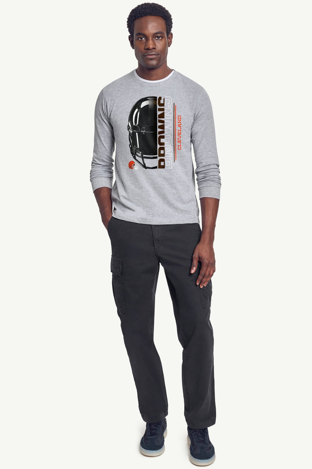 Starter Sale | MENS CLEVELAND BROWNS HALF HELMET LONG SLEEVE T SHIRT