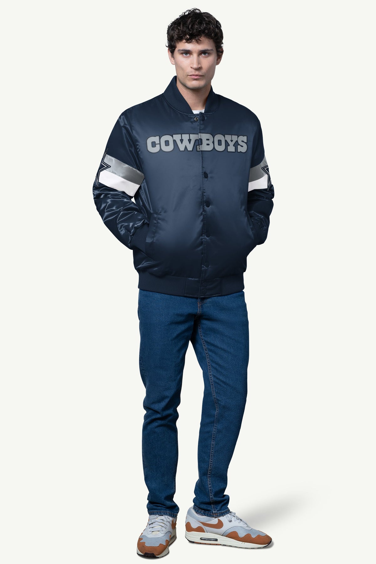 Starter Hot Sale | MENS DALLAS COWBOYS TRIPLE OPTION SATIN VARSITY JACKET