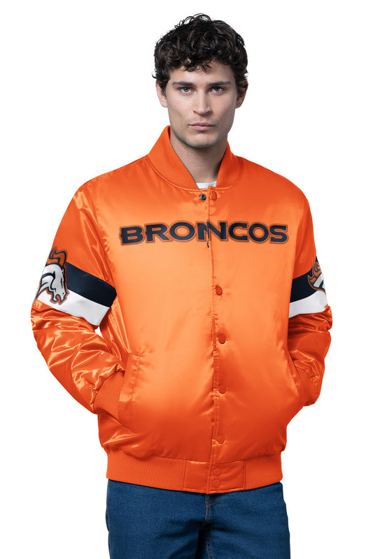Starter Best Seller | MENS DENVER BRONCOS TRIPLE OPTION SATIN VARSITY JACKET