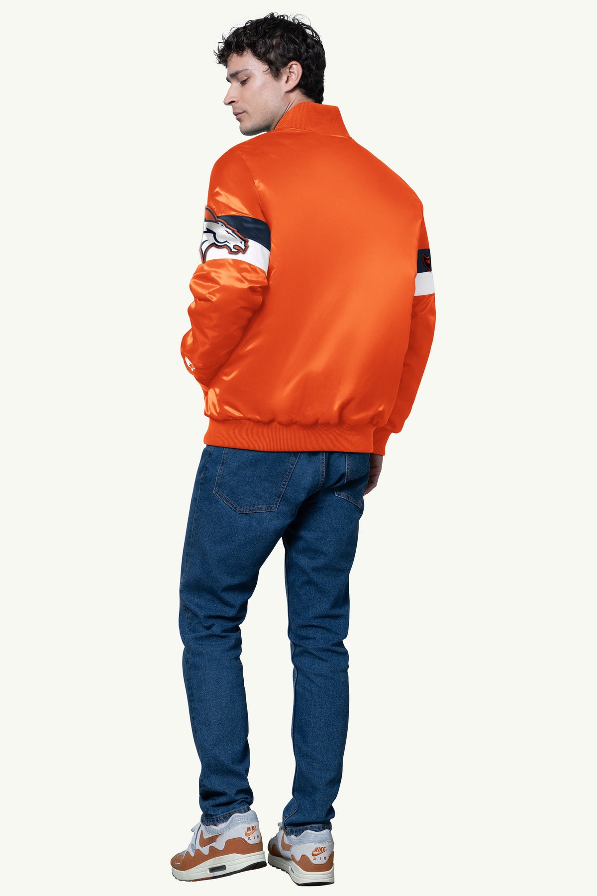 Starter Best Seller | MENS DENVER BRONCOS TRIPLE OPTION SATIN VARSITY JACKET