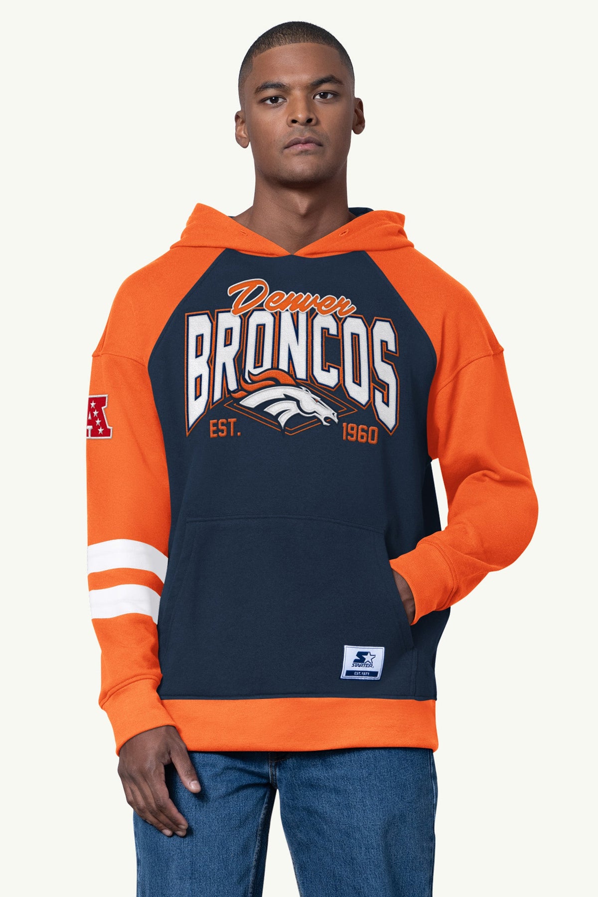 Starter Best Price | MENS DENVER BRONCOS INTERCEPTION COLORBLOCK HOODIE