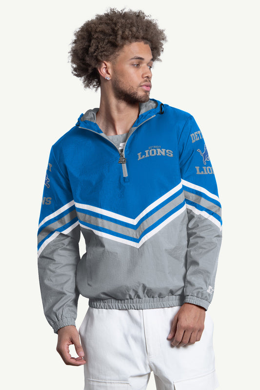 Starter Signature | MENS DETROIT LIONS FAIR PLAY HALF ZIP HOODED PULLOVER