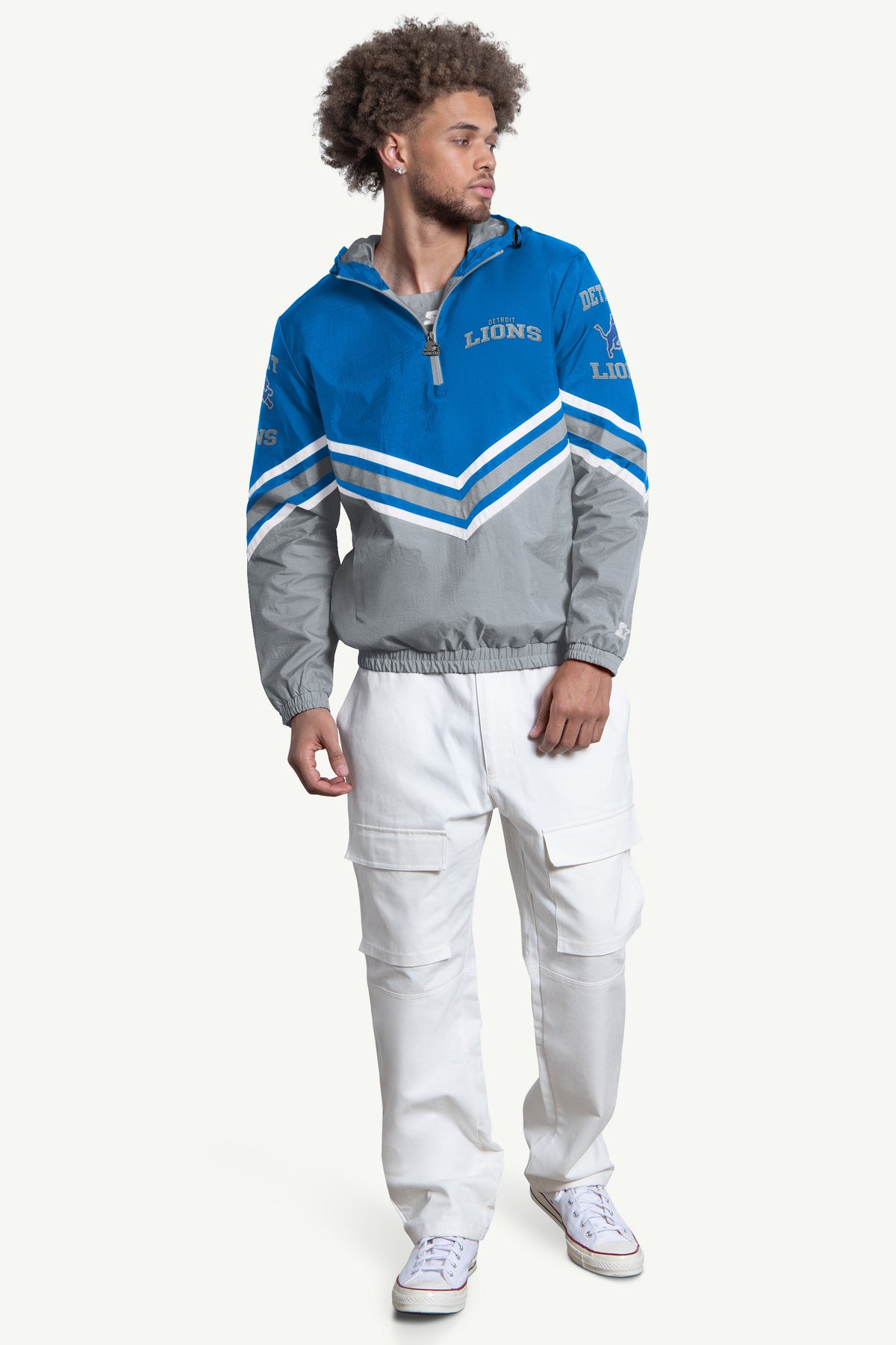 Starter Signature | MENS DETROIT LIONS FAIR PLAY HALF ZIP HOODED PULLOVER