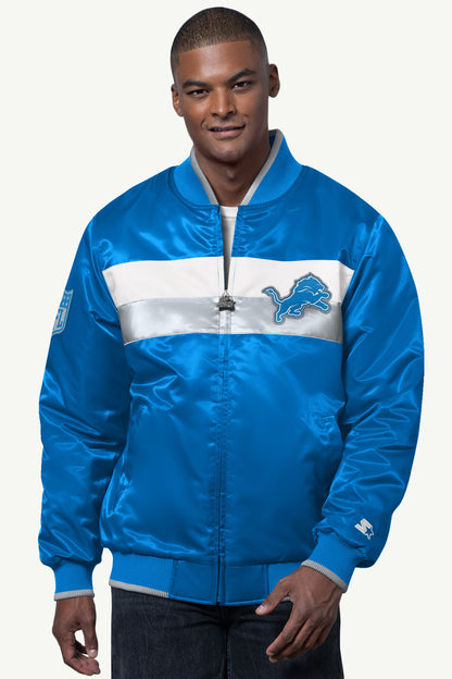 Starter Best Seller | MENS DETROIT LIONS AMBASSADOR SATIN VARSITY JACKET