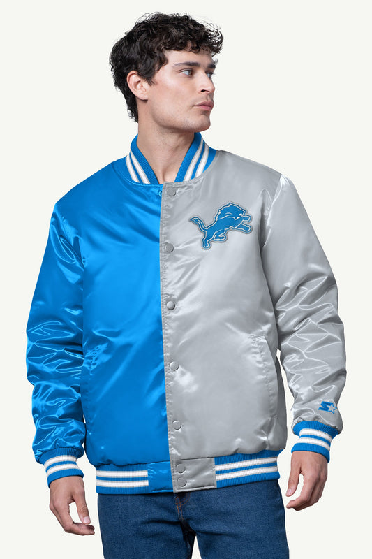 Starter Popular | MENS DETROIT LIONS SATIN VARSITY JACKET
