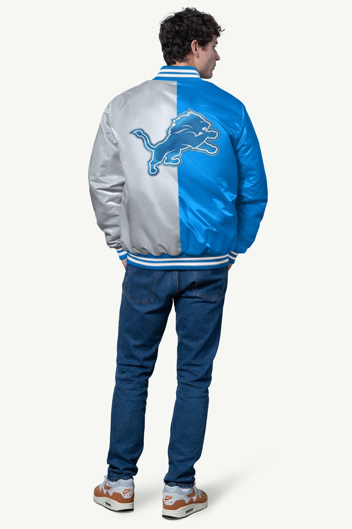 Starter Popular | MENS DETROIT LIONS SATIN VARSITY JACKET