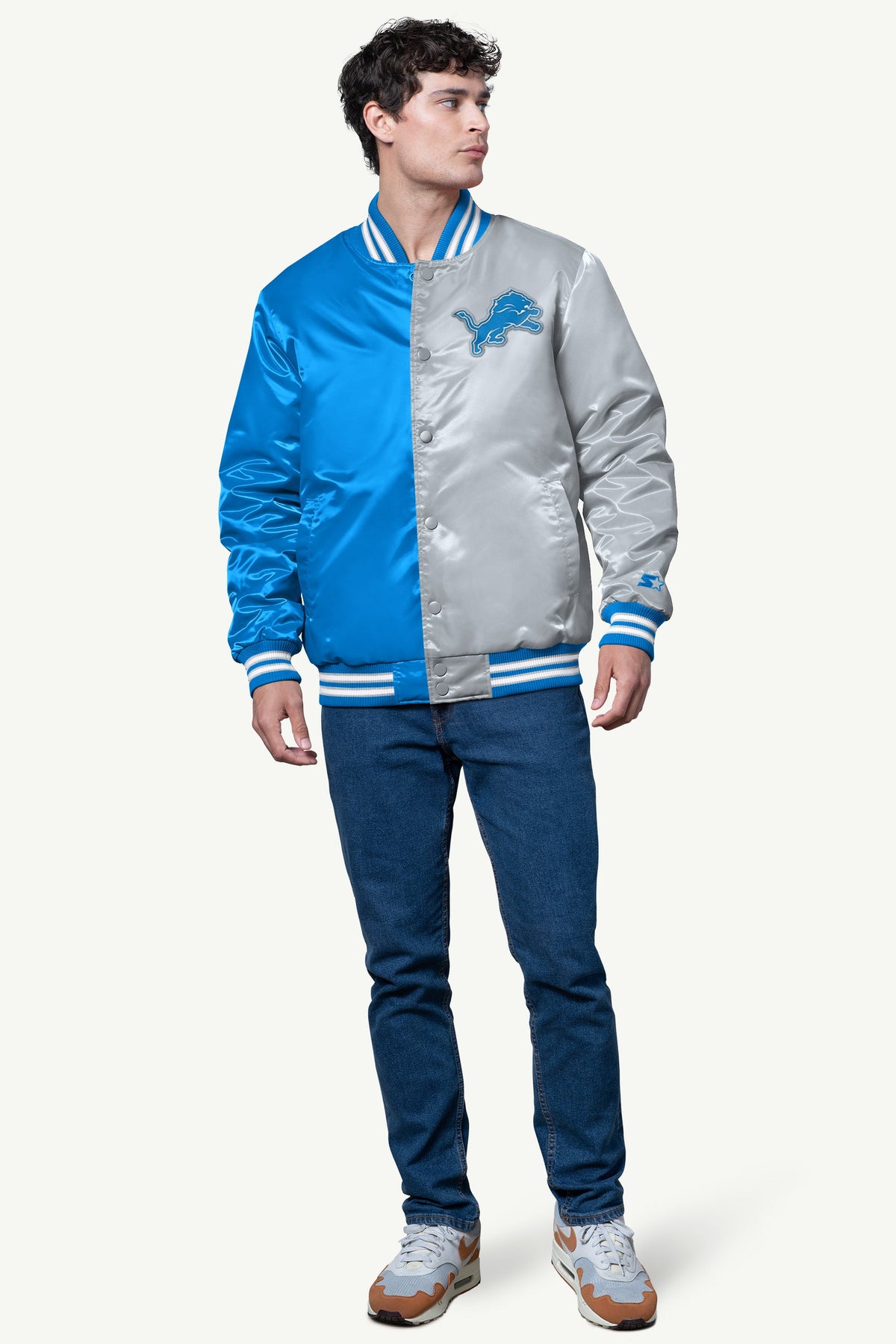 Starter Popular | MENS DETROIT LIONS SATIN VARSITY JACKET