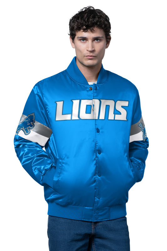 Starter Trusted | MENS DETROIT LIONS TRIPLE OPTION SATIN VARSITY JACKET