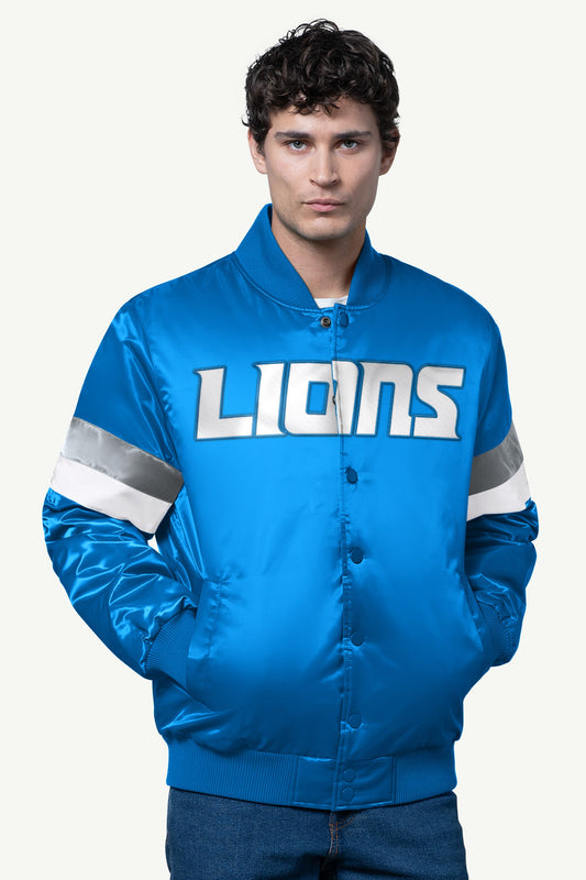 Starter Best Price | MENS DETROIT LIONS SATIN VARSITY JACKET