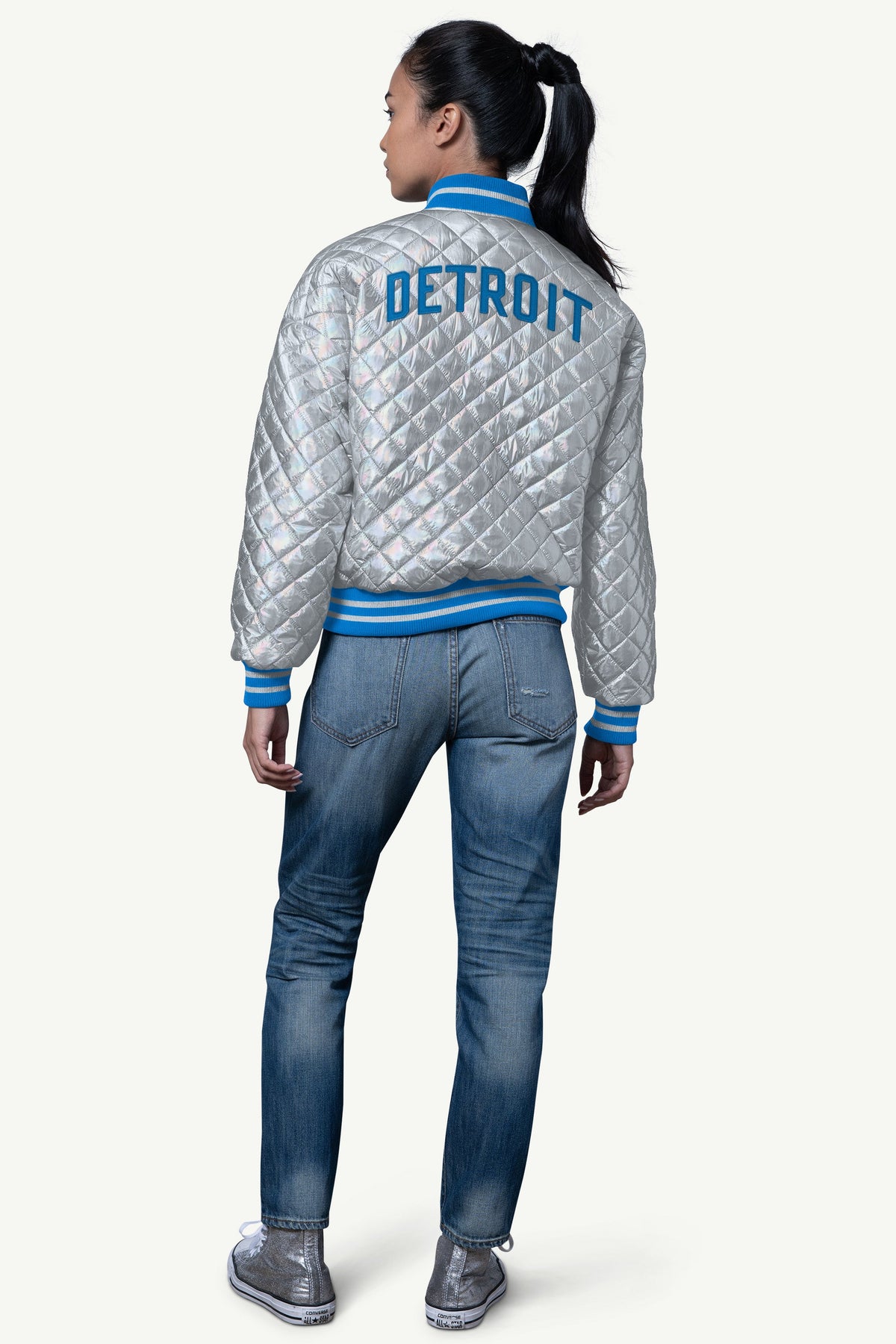Starter Essential | WOMENS DETROIT LIONS BLOWOUT METALLIC JACKET