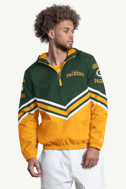 Starter Top Pick | MENS GREENBAY PACKERS  FAIR PLAY HALF ZIP HOODED PULLOVER