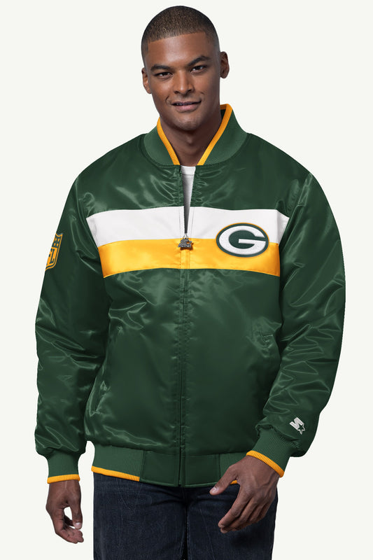 Starter New | MENS GREEN BAY PACKERS AMBASSADOR SATIN VARSITY JACKET
