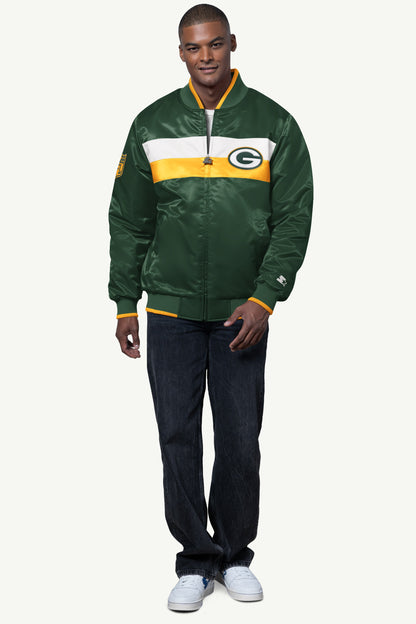 Starter New | MENS GREEN BAY PACKERS AMBASSADOR SATIN VARSITY JACKET