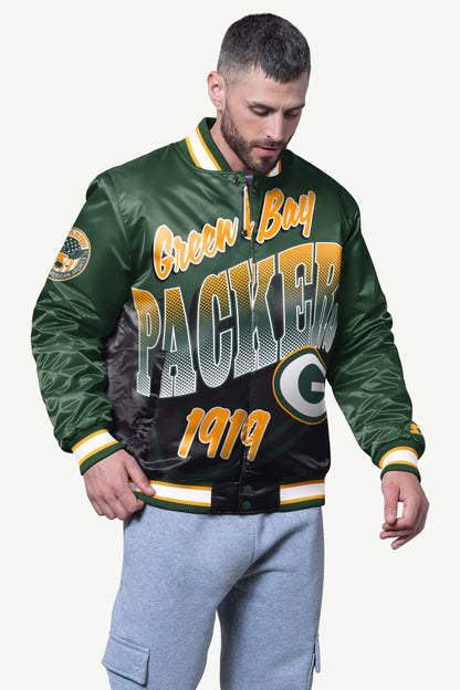 Starter Hot Sale | MENS GREEN BAY PACKERS PASS RUSH SATIN VARSITY JACKET