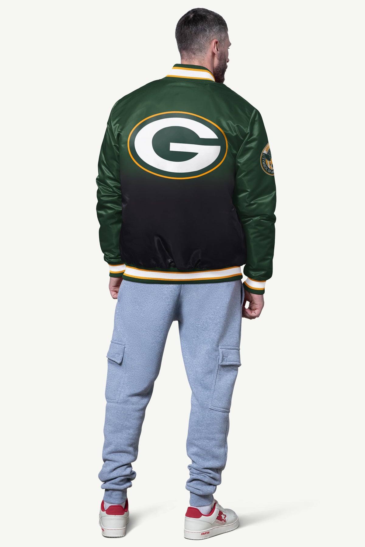 Starter Hot Sale | MENS GREEN BAY PACKERS PASS RUSH SATIN VARSITY JACKET