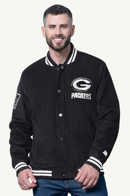 Starter New | MENS GREEN BAY PACKERS BLACKOUT CORDUROY VARSITY JACKET