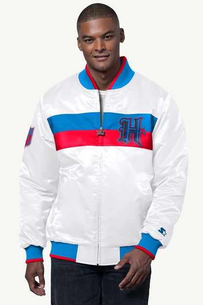 Starter Exclusive | MENS HOUSTON TEXANS AMBASSADOR SATIN VARSITY JACKET