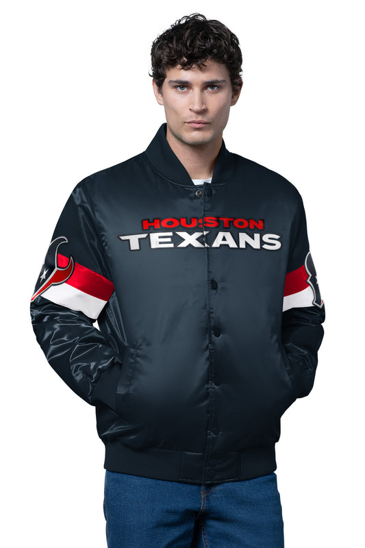 Starter Hot Sale | MENS HOUSTON TEXANS TRIPLE OPTION SATIN VARSITY JACKET