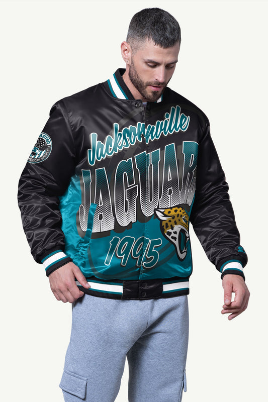 Starter Trending | MENS JACKSONVILLE JAGUARS PASS RUSH SATIN VARSITY JACKETS