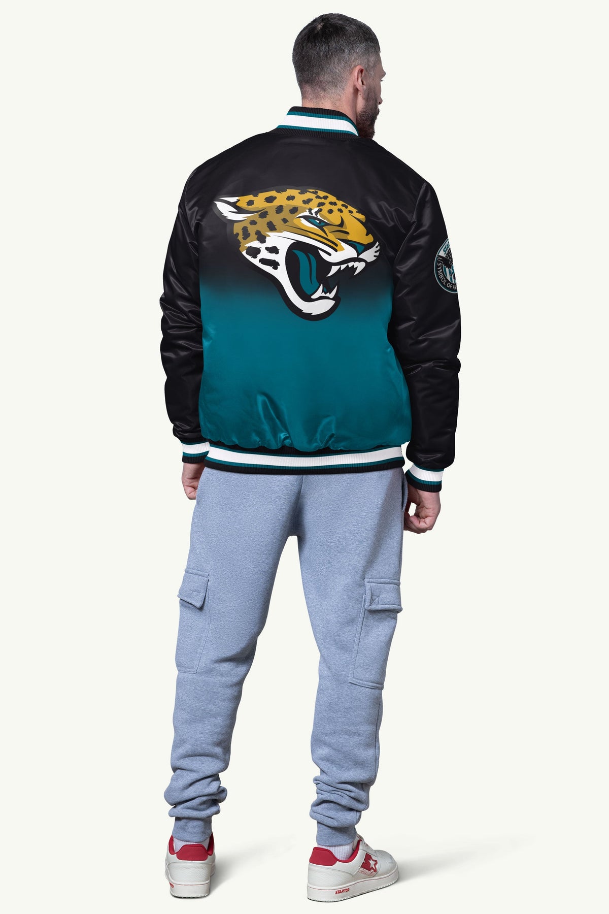 Starter Trending | MENS JACKSONVILLE JAGUARS PASS RUSH SATIN VARSITY JACKETS