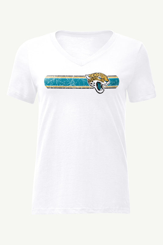 Starter Trusted | WOMENS JACKSONVILLE JAGUARS STRIPE V-NECK T SHIRT