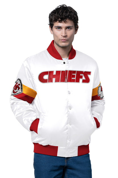 Starter Everyday | MENS KANSAS CITY CHIEFS TRIPLE OPTION SATIN VARSITY JACKET