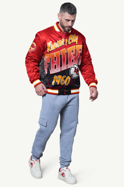 Starter Smart Buy | MENS KANSAS CITY CHIEFS PASS RUSH SATIN VARSITY JACKET