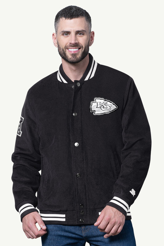 Starter Signature | MENS KANSAS CITY CHIEFS BLACKOUT CORDUROY VARSITY JACKET