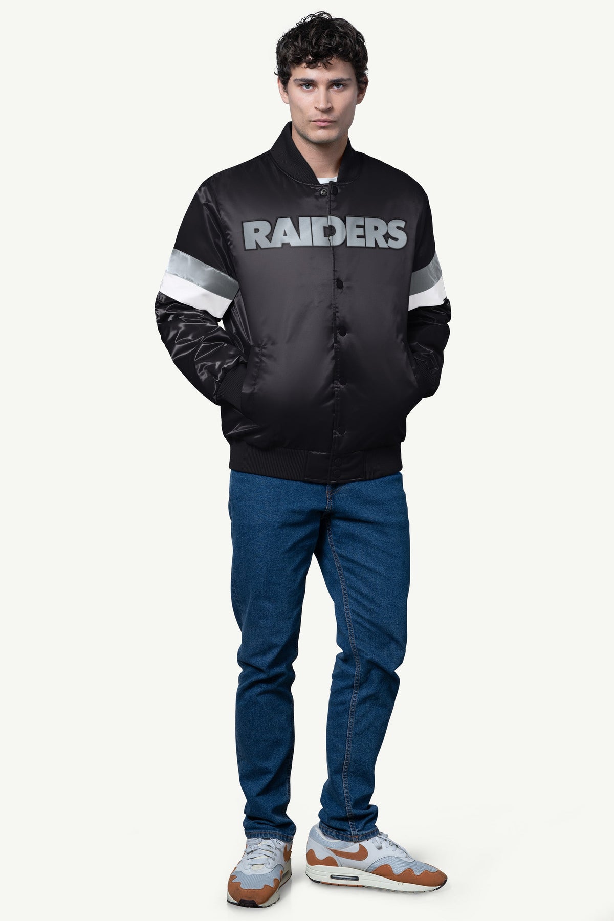 Starter Hot Sale | MENS LAS VEGAS RAIDERS SATIN VARSITY JACKET