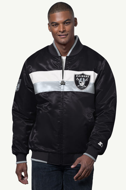 Starter Customer Favorite | MENS LAS VEGAS RAIDERS AMBASSADOR SATIN VARSITY JACKET