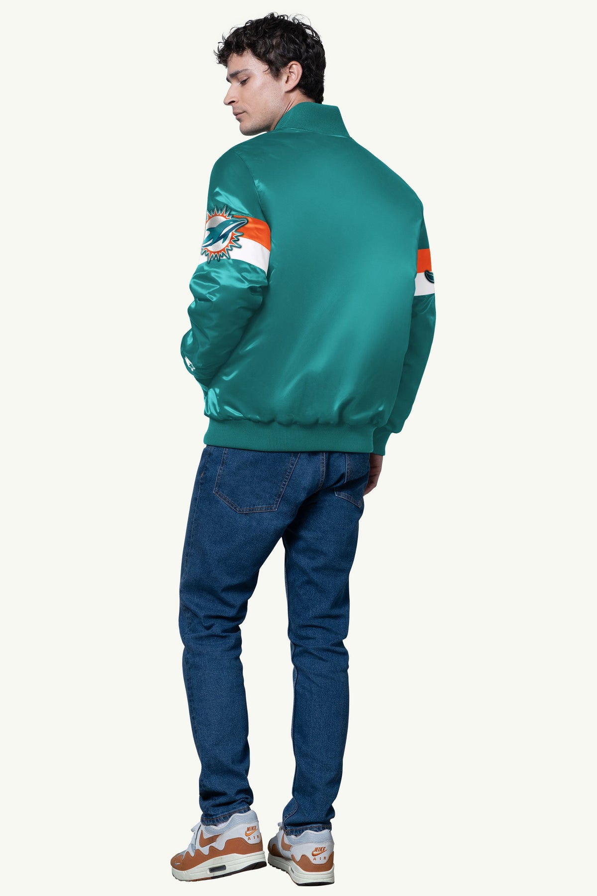 Starter Quality | MENS MIAMI DOLPHINS TRIPLE OPTION SATIN VARSITY JACKET