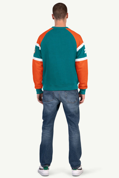 Starter Customer Favorite | MENS MIAMI DOLPHINS DIME BACK COLORBLOCK CREWNECK