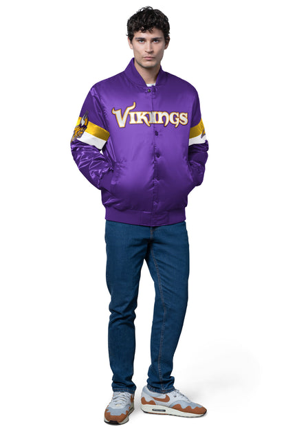 Starter Trending | MENS MINNESOTA VIKINGS TRIPLE OPTION SATIN VARSITY JACKET