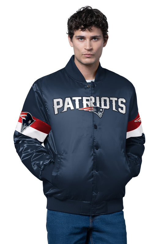 Starter Featured | MENS NEW ENGLAND PATRIOTS TRIPLE OPTION SATIN VARSITY JACKET