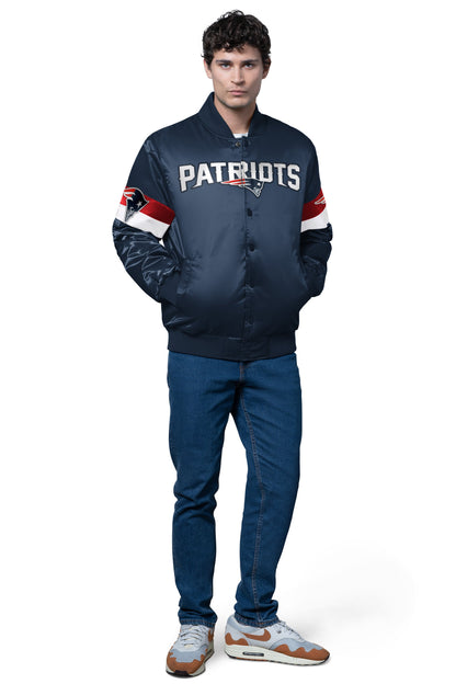 Starter Featured | MENS NEW ENGLAND PATRIOTS TRIPLE OPTION SATIN VARSITY JACKET