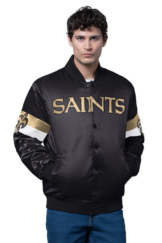 Starter Customer Favorite | MENS NEW ORLEANS SAINTS TRIPLE OPTION SATIN VARSITY JACKET