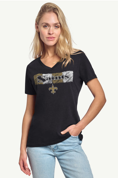 Starter Value | WOMENS NEW ORLEANS SAINTS COLOR SHADING V-NECK T SHIRT