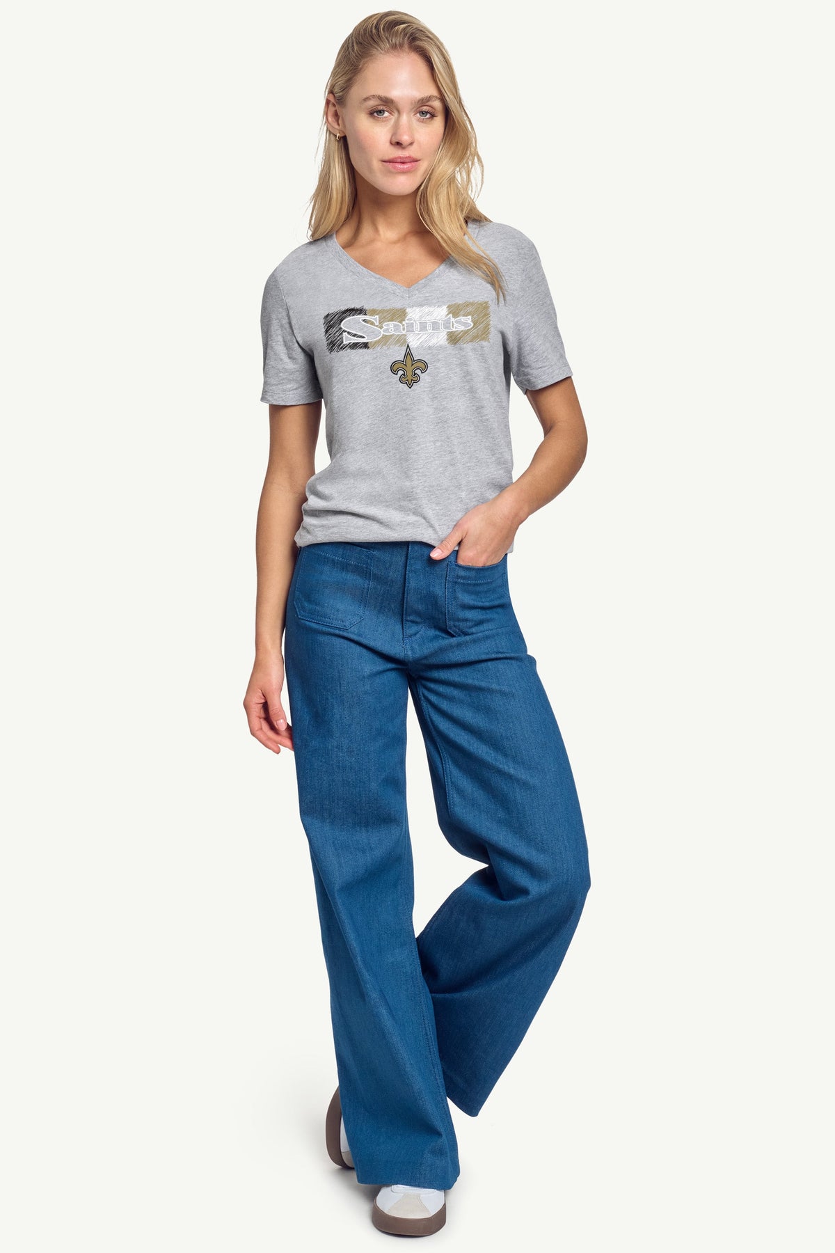 Starter Signature | WOMENS NEW ORLEANS SAINTS COLOR SHADING V-NECK T SHIRT