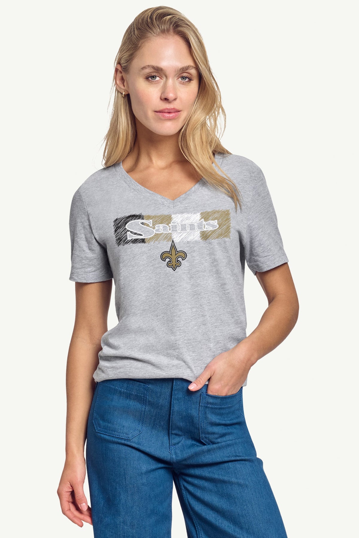 Starter Signature | WOMENS NEW ORLEANS SAINTS COLOR SHADING V-NECK T SHIRT