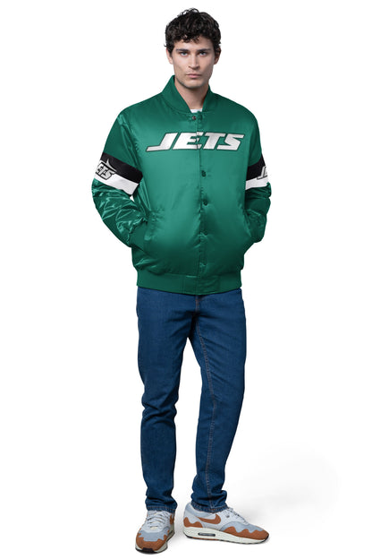 Starter Recommended | MENS NEW YORK JETS TRIPLE OPTION SATIN VARSITY JACKET