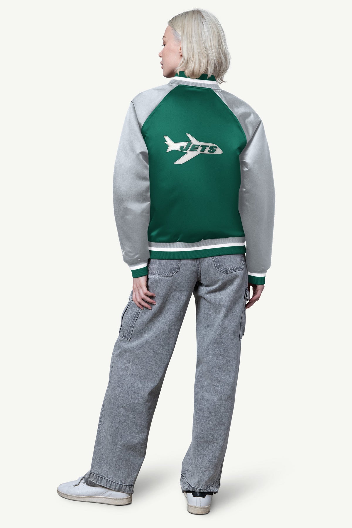 Starter New | WOMENS NEW YORK JETS FINAL SCORE SATIN VARSITY JACKET