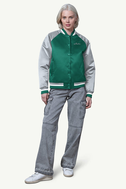 Starter New | WOMENS NEW YORK JETS FINAL SCORE SATIN VARSITY JACKET