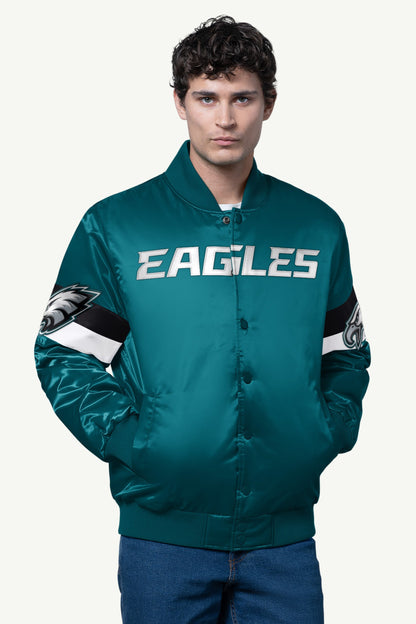 Starter New | MENS PHILADELPHIA EAGLES TRIPLE OPTION SATIN VARSITY JACKET