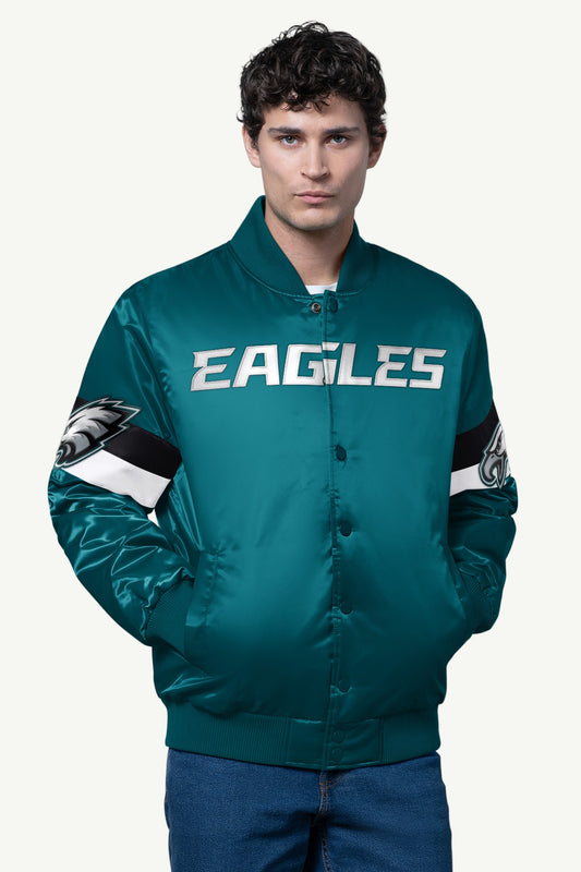 Starter New | MENS PHILADELPHIA EAGLES TRIPLE OPTION SATIN VARSITY JACKET