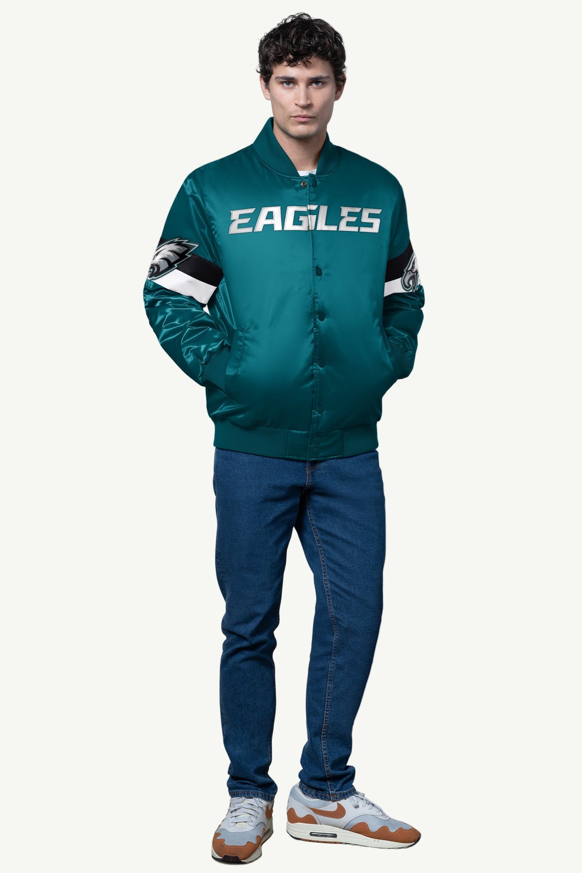 Starter New | MENS PHILADELPHIA EAGLES TRIPLE OPTION SATIN VARSITY JACKET