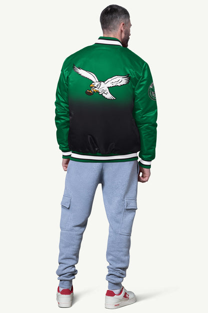 Starter Featured | MENS PHILADELPHIA EAGLES PASS RUSH SATIN VARSITY JACKET